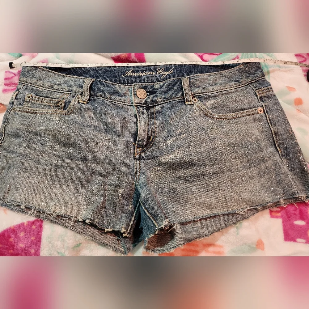 139. 3 for $35 - American Eagle denim glittery shorts - Picture 1 of 4